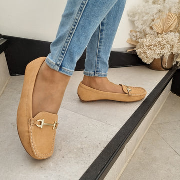 Modare 7035-641 Classic Flat Moccasin in Almond Napa